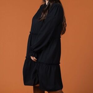 Lularoe ANNABELLE RUFFLE TIERED High Neck Long Sleeve DRESS Black NWT